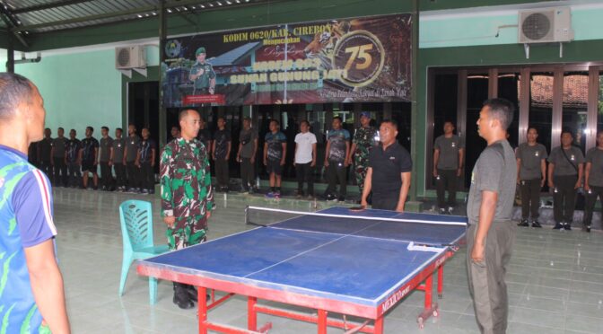 Kodim 0620 Cirebon Gelar Turnamen Tenis Meja “Dandim 0620 Cup” dalam Rangka HUT TNI ke-79