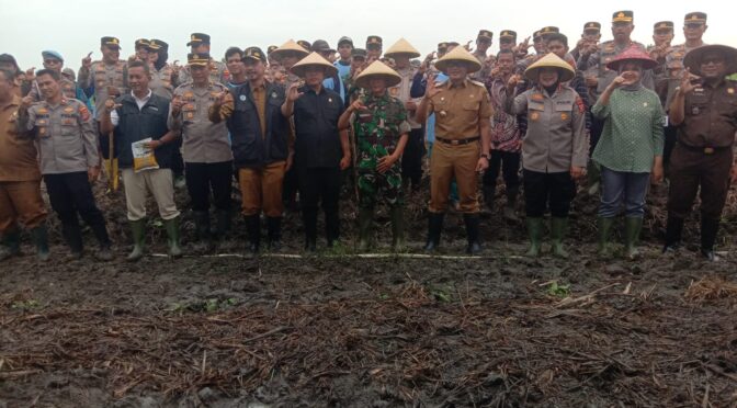 Penanaman Jagung Serentak dan Vicon Bersama Kapolri di Lahan Pertanian YPGB Desa Tanjung Anom