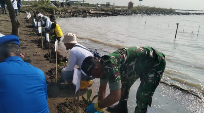 Wujudkan Lingkungan Bersih dan Sehat, Danramil 1403/Lemahwungkuk Ikut Bersih-Bersih Pantai.